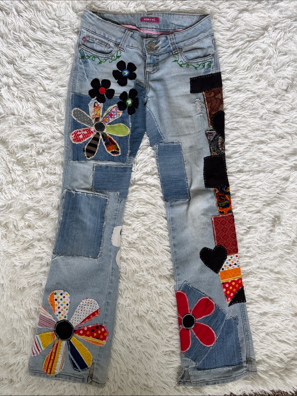Upcycled Retro Vintage Hippie Zana Di Jeans Patches Size 3